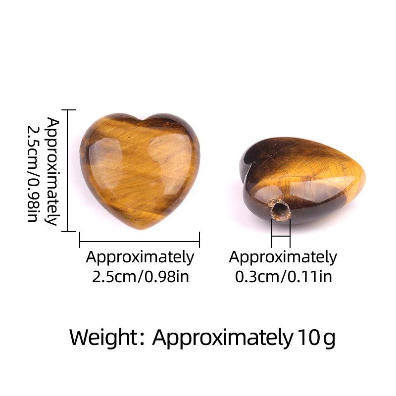 25mm Natural Crystal Agate Heart Pendant, Large Hole 3mm Cross Drill Gemstone Charm for DIY Jewelry