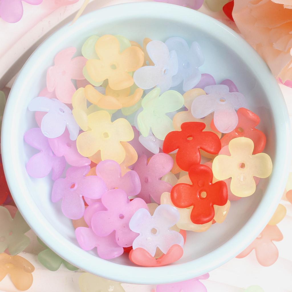 Unisex Fashion Frosted Beads 200pcs Bracelet Necklace Floret Receptacle Fashion Warm Color Handmade Acrylic DIY Jewelry Accessories Materials 15mm