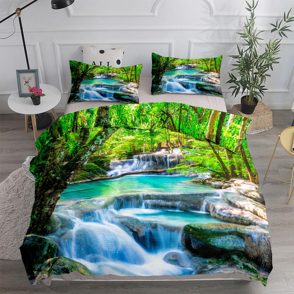 Комплект постельного белья с акварельными бирюзовыми цветами King Queen Double Full Twin Single Size