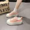 Platform Canvas Shoes Women's Shoes New Spring and Autumn Versatile Height Increase Casual Board Shoes Student Lace-up White Shoes