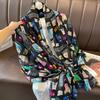 Lovely Animal Cartoon Cute Cat Pattern Fringe Viscose Scarf Lady Girls Print Soft Shawls And Wraps Pashmina Muslim Hijab Sjaal