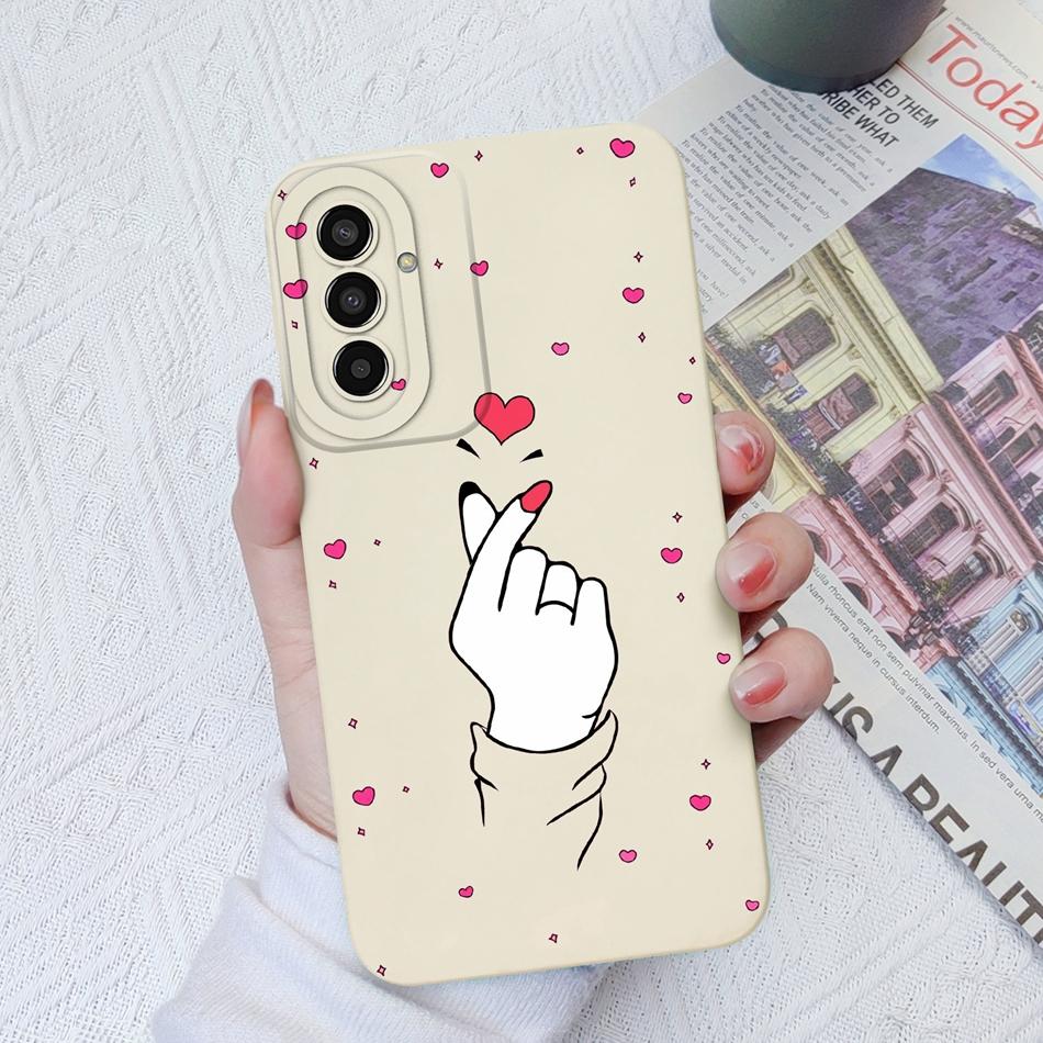 Чехол для телефона Samsung Galaxy M13 M14 Сердечко Улучшенная защита камеры Жидкий силикон Задняя крышка для Samsung M 13 14 Capa