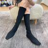 Распродажа женской обуви 2024 года, женские сапоги с новым рукавом, зимние замшевые однотонные высокие сапоги с квадратным носком, эластичные сапоги на плоской подошве Zapatillas Mujer