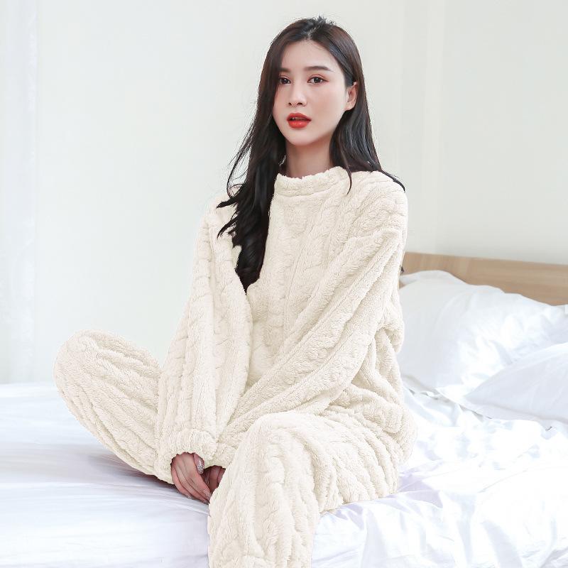 Winter New Couples Pajamas Homewear Suit Men and Women Shu Cotton Fall and Winter Coral Velvet Pajamas Thickened Warm Homewear