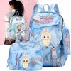 3Pcs/set Cute Printed Backpack Lunch Bag Pencil Case Teen Child Girl Kid Schoolbag Student Bookbag Knapsack Women Travel Bag Gift