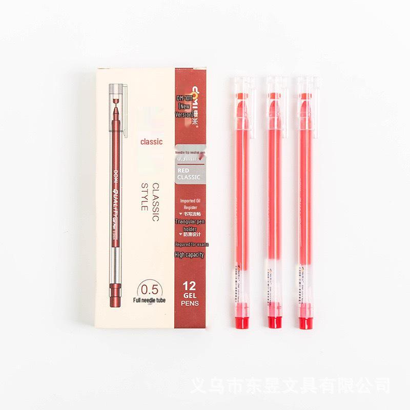 Dong Mi 1011 Large Capacity Needle Tip Signature Pen with Cap - Red, Blue, Black Ink, 0.5mm