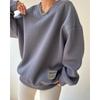 Loose Sweatshirt V-neck Long-sleeved VersatileWomen's Pullover Top