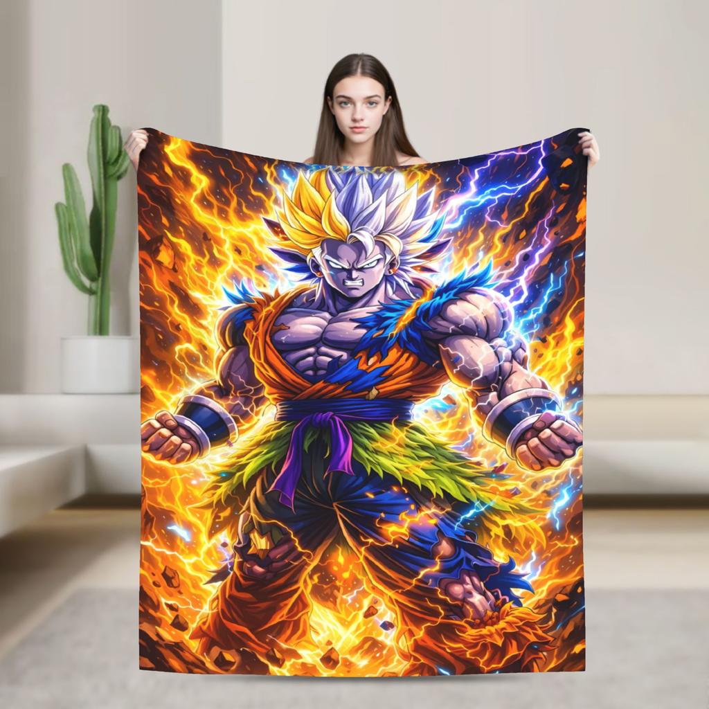 D-Dragons Ball Anime Flannel Blanket Super Soft Throw Blanket for Home Decor Decorative Street Trend Bedspread Sofa Bed Cover