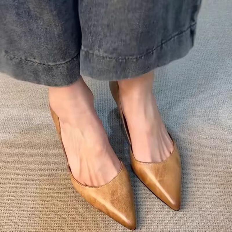 Женские туфли-лодочки на высоком каблуке с острым носком, Летние новые женские сандалии 2025, Роскошные сексуальные рабочие кожаные туфли, Брендовые туфли-лодочки для платья, Zapatos Mujer