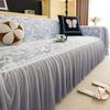 Universal Chenille Sofa Cover French Ruffled Edge Creamy Aesthetic Flower Pattern Anti-Slip Cooling Couch Cushion Mat