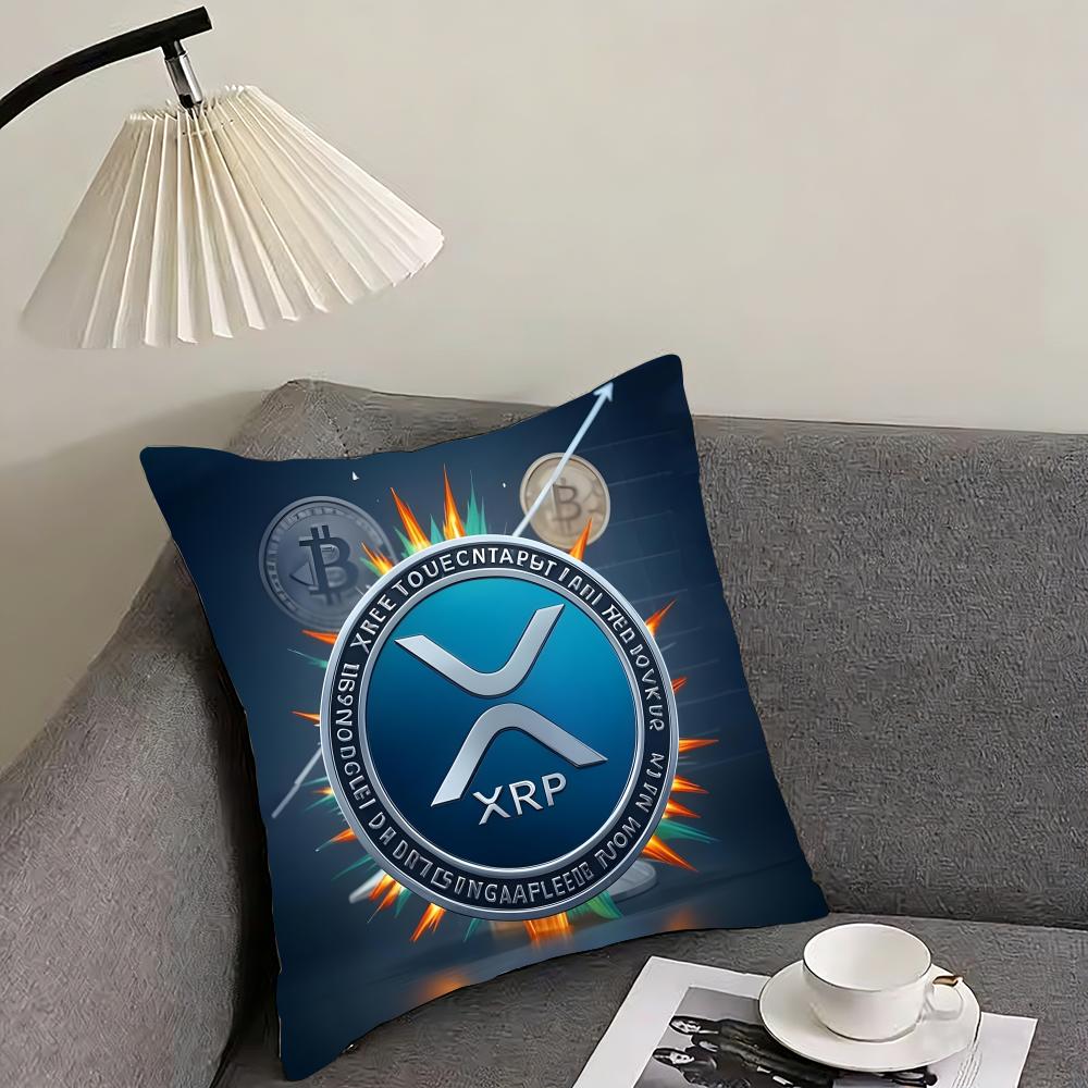 XXRP Cryptocurrency Luxury Cushion Cover Pillowcase Ultra Soft Skin Friendly Fabric Cloud Like Comfort Concealed Zipper