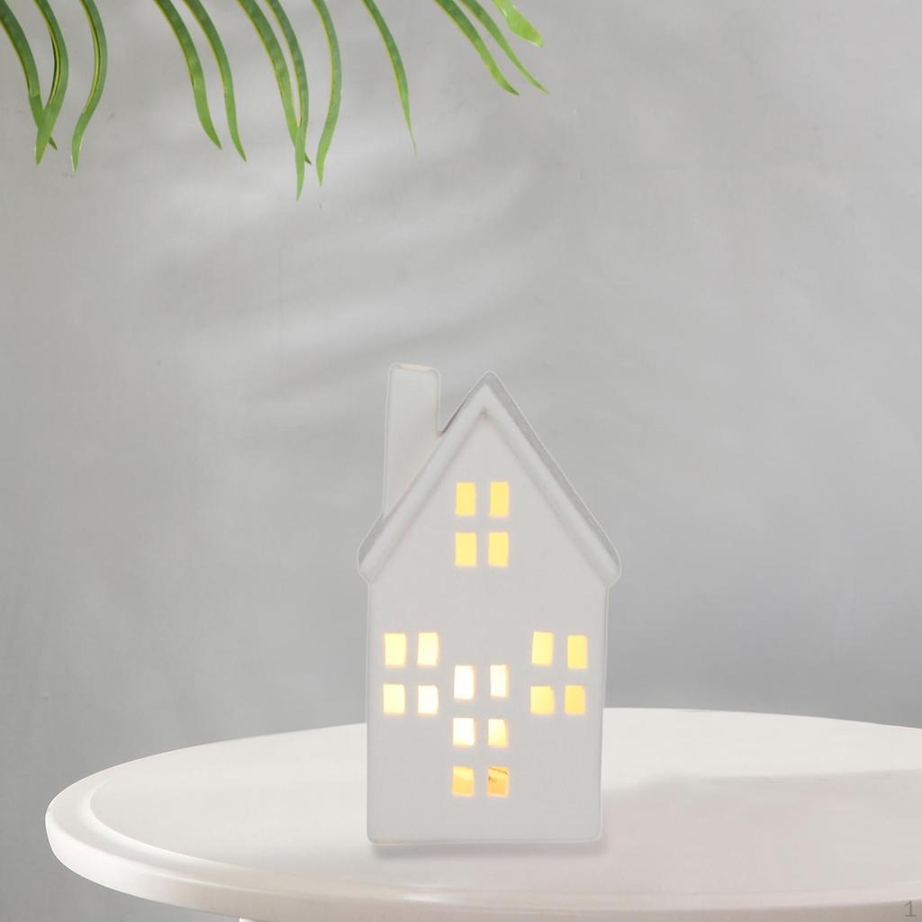 Ceramic Christmas Village Houses Decorations Lighting Warm White Figurines Scene for Xmas