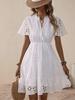 Elegant V-neck Lace Embroidered Summer Dress For Ladies