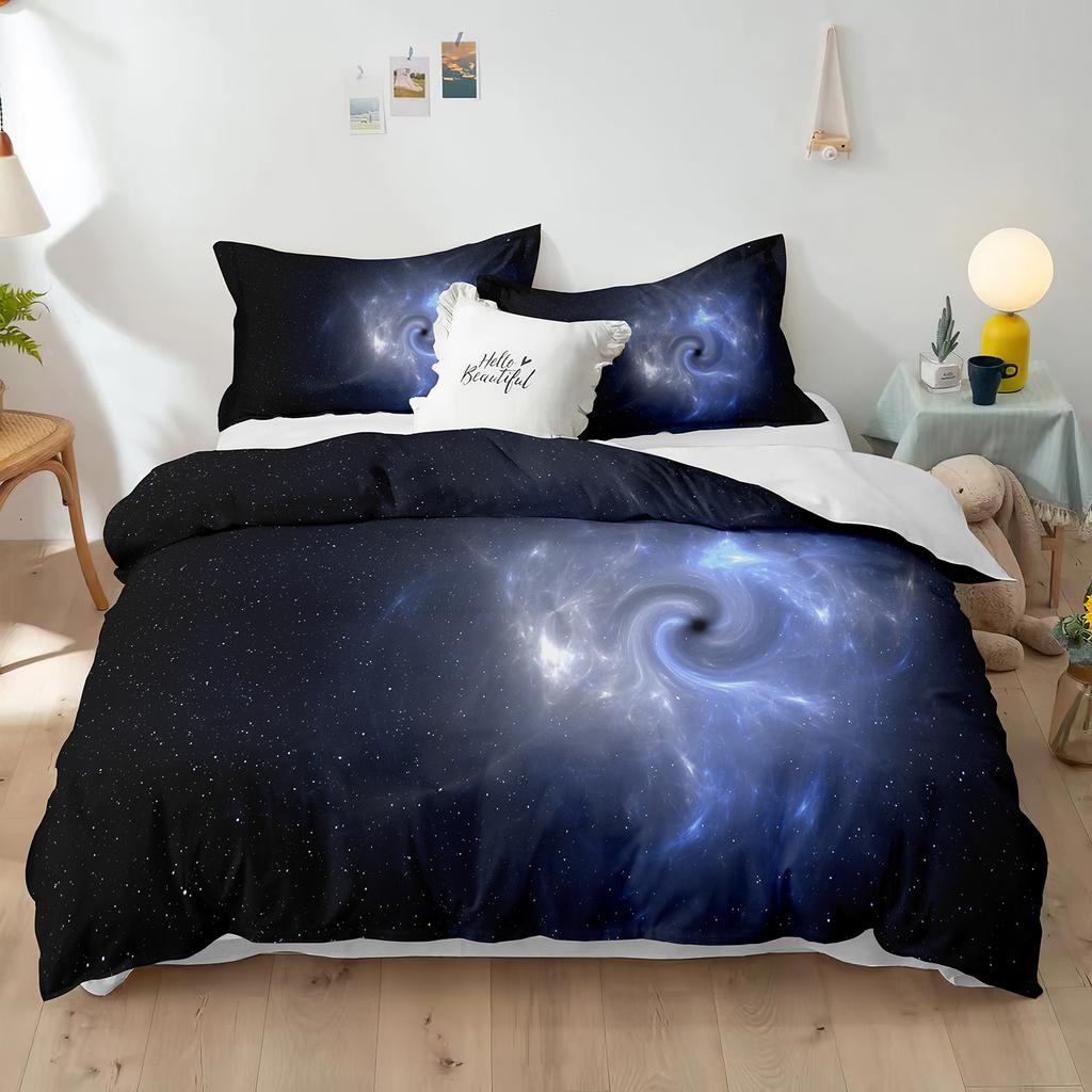 Комплект пододеяльников из полиэстера со звездным небом King Size, белая звезда, красочная галактика, звездное пространство, туманность, абстрактный космос для мальчиков и девочек