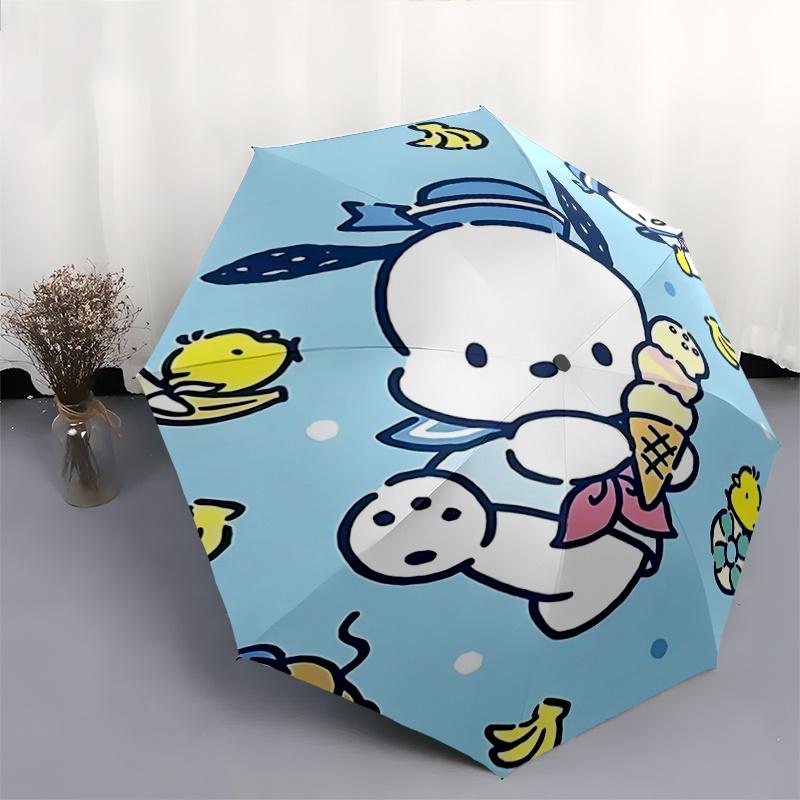 1pc Pochacco Ice Cream Cone Umbrella - Automatic Open/Closed Outdoor Umbrella with 8-Bone Iron Frame, Perfect for Fans, Travelers, Daily Use, and Fest