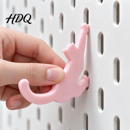 Стойка для брелоков Pegboard Крючки-кошки 3D-печать Милый котенок Легкая установка Штыри Декоративные вешалки для комнаты для рукоделия Домашнего офиса Настольный аксессуар