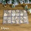 12pcs Christmas Wooden Hollow Hanging Ornament Christmas Tree Hanging Pendant Decor