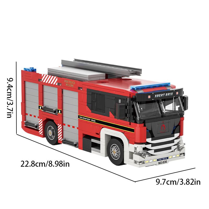 Fire Truck Building Set - City Engineering Rescue Vehicle Model - Puzzle Toy Gift for Children - Halloween and Christmas Present