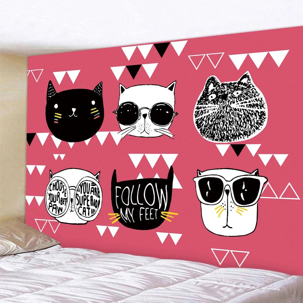 Панк-кот Домашнее украшение Искусство Гобелен Психоделическая сцена Стена спальни