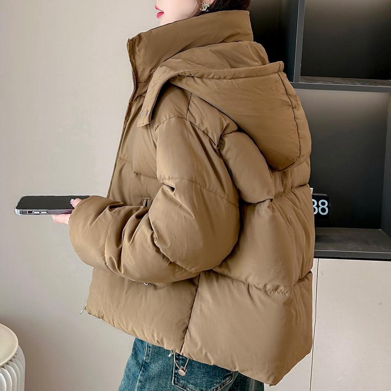 Зимние куртки женские 2024 модные толстые теплые короткие парки большого размера с капюшоном
