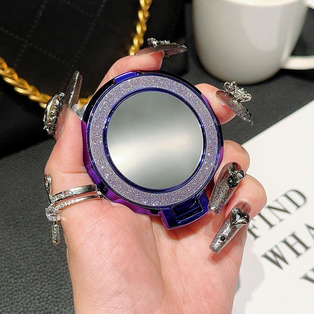 Гальванический блестящий магнитный держатель для мобильного телефона складной держатель для кольца на палец с пряжкой на липкой основе подставка для макияжа зеркало