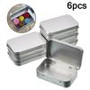 6Pcs Metal Boxes Tin Plated Container Empty Hinged Lid Small Empty Storage Box Frosted Household Storage Box Organizer
