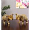 Metal Elephant Statue Medium Size Gold Polish 2 Pcs Set for Showpiece Your Home,Office Table & Gift Article