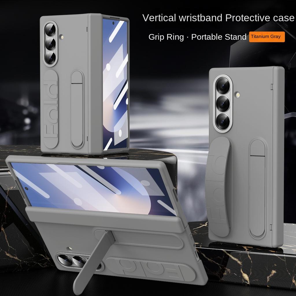 Для Samsung Galaxy Z Fold 7 Силиконовый Поворотный на 180° Браслет-Ремешок * Подставка * Шарнир 3-в-1 Полная Защита Линз Чехол для Телефона