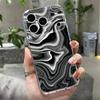 Shockproof TPU Phone Case For iPhone 17 16 Pro 15 14 13 12 Pro Max 11 Transparent Soft Silicone Black Marble Patterned Cover