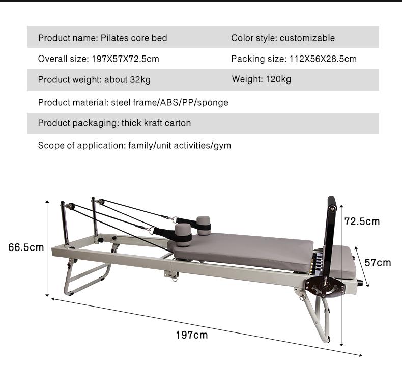 Большой складной пилатес-реформер Оборудование Основная йога-кровать Домашний фитнес Потеря веса Сталь АБС Стали Материал Машина для пилатеса
