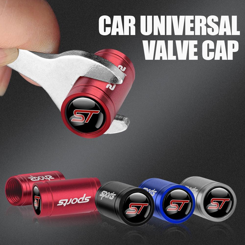 AJT1 4Pcs Car Wheel Tire Valve Caps Tyre Stem Covers Airdust Waterproof For Ford Focus Kuga Fiesta Mondeo MK3 MK2 MK7 Ranger Mustang