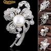 New Bridal Bouquet Rhinestone Brooch Pin Silver Pearl Brooches Flower Charm Gift
