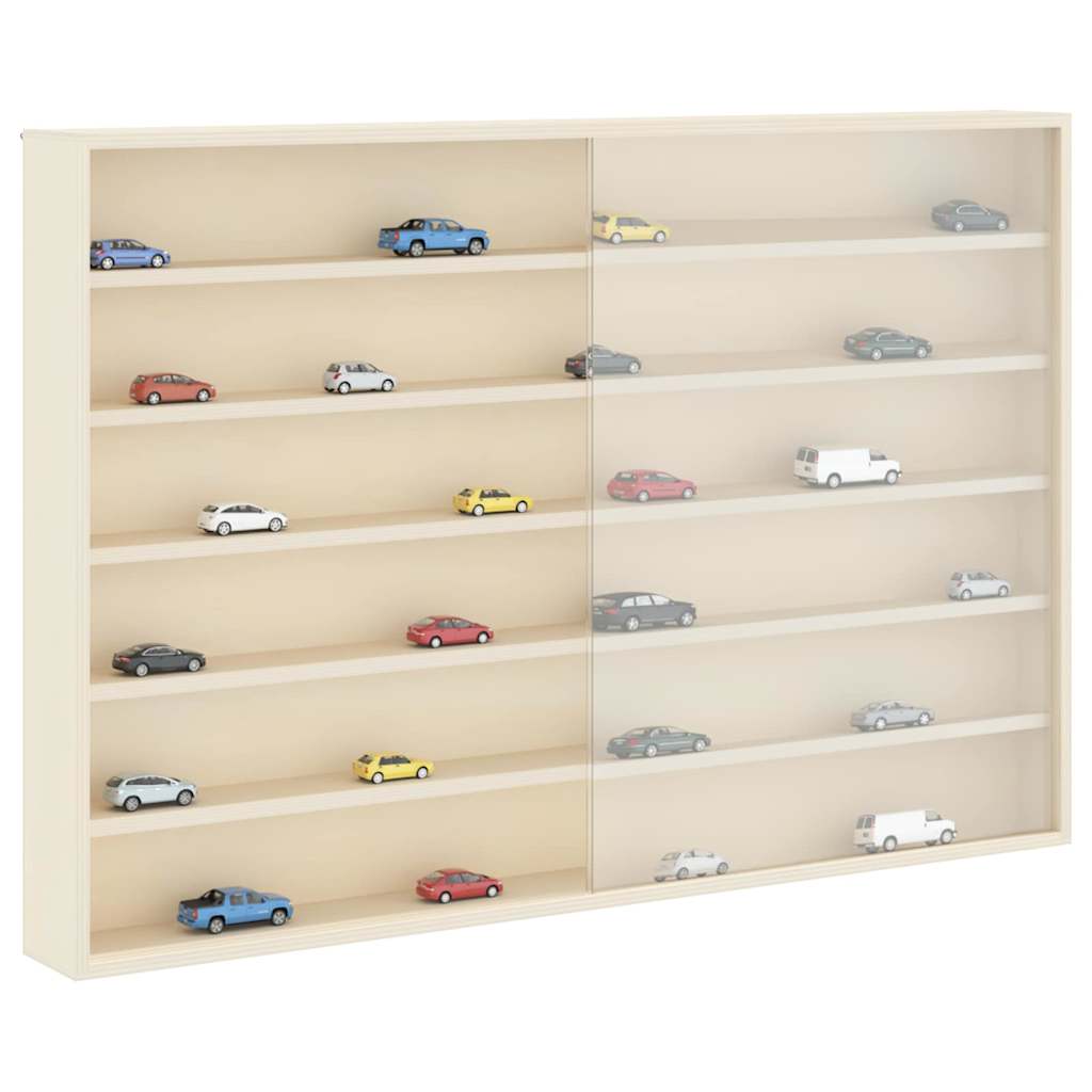 Wall Mounted Display Case with Shelf Beige 80 x 8.5 x 54 cm Plywood