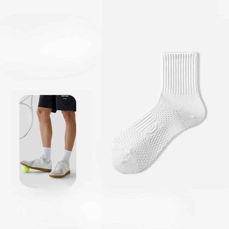 Men's Autumn Thick Cotton Sports Running Antibacterial Deodorant Honeycomb Breathable Tube Socks