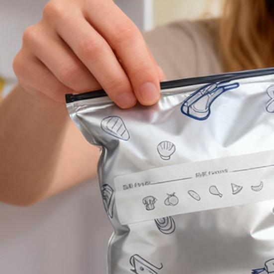 10 шт. Герметичные пакеты из алюминиевой фольги, многоразовые, герметичные, запечатываемые пакеты для хранения продуктов, вакуумные пакеты на молнии с этикеткой, дно типа "стоячий" для фруктов и овощей