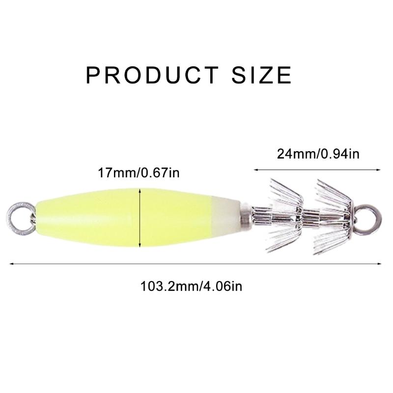 4Pcs Fishing Lures Baits Jig Glowing in Dark with Stainless Needle Saltwater Cuttlefish Sleeve Glowing Squid Jig Hook