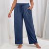Женские однотонные широкие штаны для йоги больших размеров, свободные повседневные спортивные штаны с карманами и завязками
