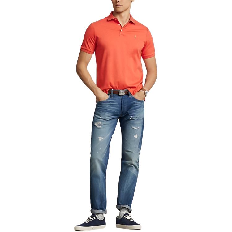 Polo Ralph Lauren SS26 Хлопок гребенной Однотонный Логотип Маленький Пони Вышивка Рубашка-поло с коротким рукавом Классическое издание Мужские топы 710660606-172