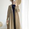 Women Pleated Trench Coat Long Loose Double Breasted Spring Autumn Fashion Versatile Pure Color Outerwear
