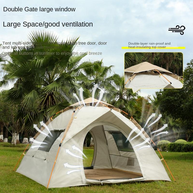 Tent Outdoor Camping Beach Full Set Portable Folding Automatic Quickly Open Camping Silver Glue Sun Protection Rain Proof