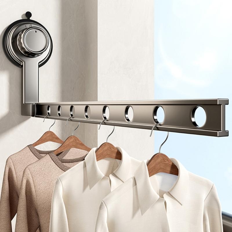Secure Suction Cup Hanger Drying Rack Durable Aluminum Clothes Hanger For Balcony Or Bathroom Without Damaging Walls