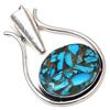 Подвеска с синим медным бирюзовым драгоценным камнем, ручная работа, старинное серебряное украшение 2 дюйма