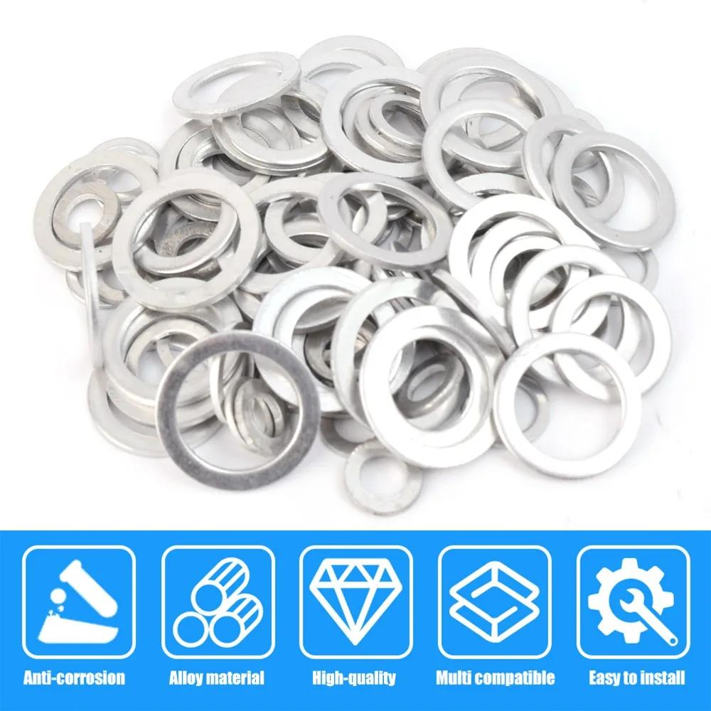 M6-M16 Oil Pan Drain Plug Aluminum Gasket Kit High-Temperature Resistant Sealing Washers Oil Drain Bolts Leak-Proof Crush Washer