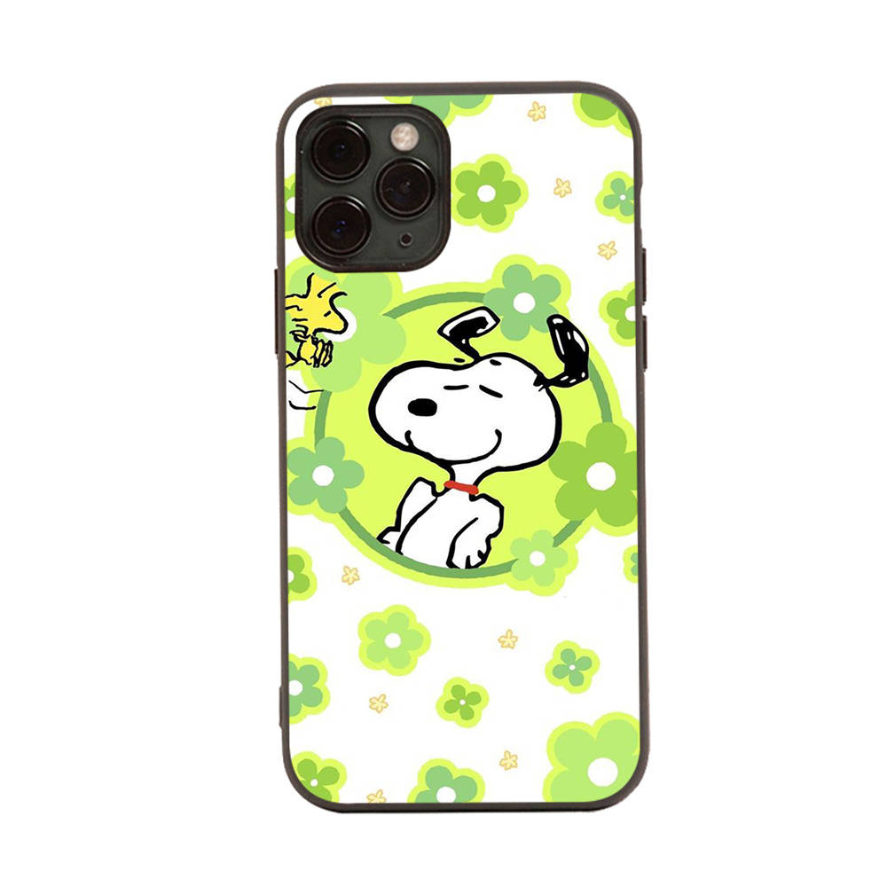 SM7 Snoopy черный мягкий чехол для iPhone 16 15 Plus 14 13 Pro 8 SE XR XS Max P30 Nova 5T Y5P Y6 Y7 Y8P Y9 Realme C30 C33 C31 VIVO Y36 V27