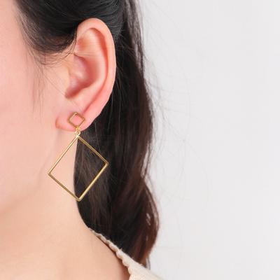 Новые золотые геометрические квадратные серьги Серьги для женщин с высоким темпераментом Индивидуальные серьги