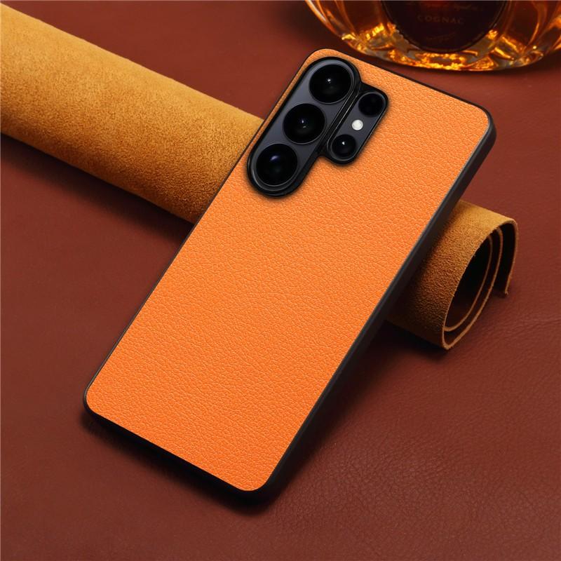 Роскошный Однотонный Чехол Из Искусственной Кожи Для Телефона Samsung Galaxy S26 Ultra S23 FE S24 S25 Plus Беспроводная Зарядка Ультратонкий Мягкий Чехол