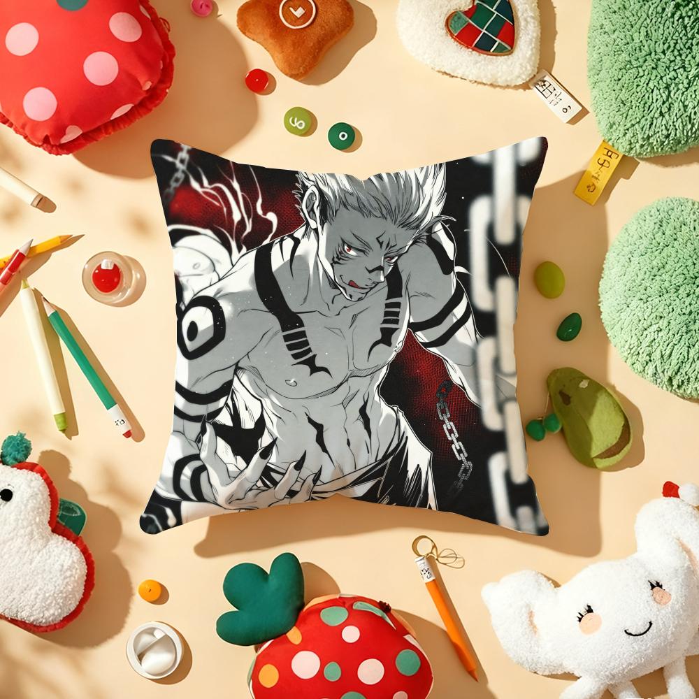 JJujutsu Kaisen Ryomen SukunaS Cushion Cover Plush Fabric Soft DoubleSided Printed Sofa Warm Winter Home Gift Pillow Cover