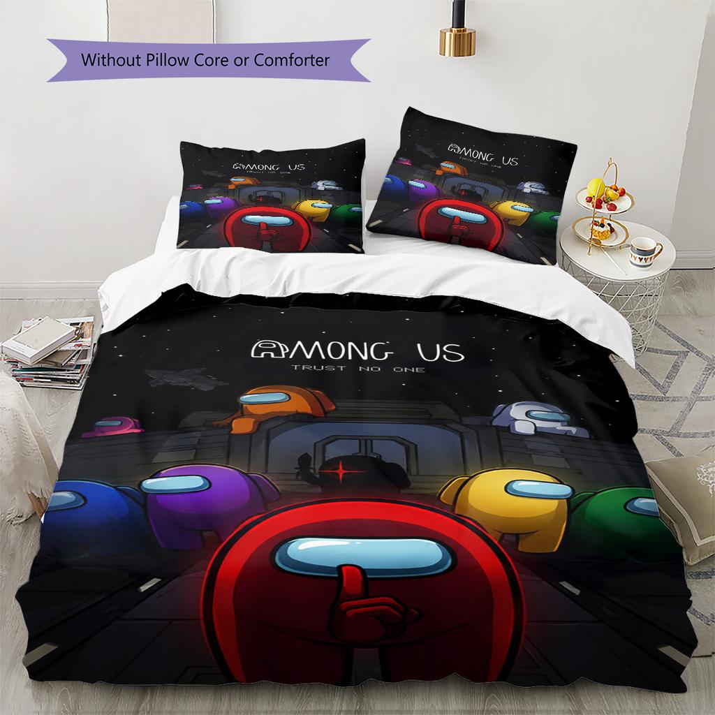 Among Us Pattern Bedding,Quilt Set Quilt Cover Pillowcase Home Birthday Gift (1 * duvet cover + 2 * pillowcase, without core)