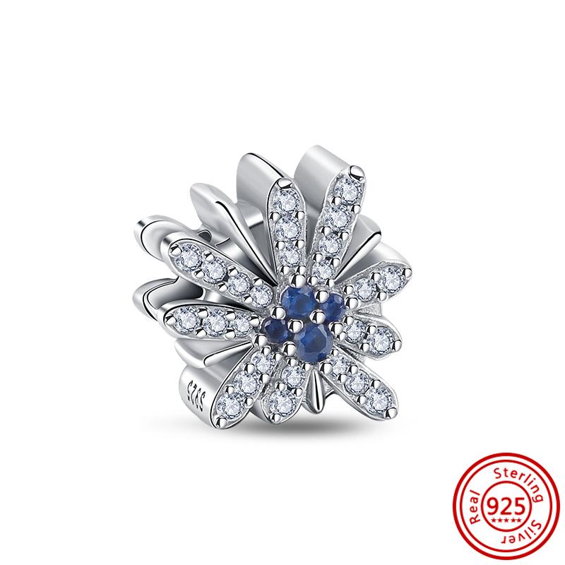 S925 Стерлингового Серебра Прозрачный Циркон Снежинка Гербарий Сверкающие Бусины Паве Подходит Оригинальный Браслет DIY Изящные Ювелирные Изделия