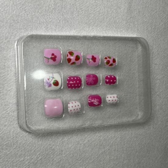 12 шт. детские накладные ногти Kawaii, самоклеящиеся накладные ногти, набор креативного маникюра для детей, украшения